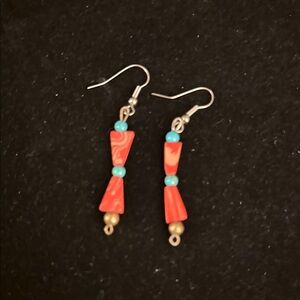 Elegant Red and Turquoise Earrings